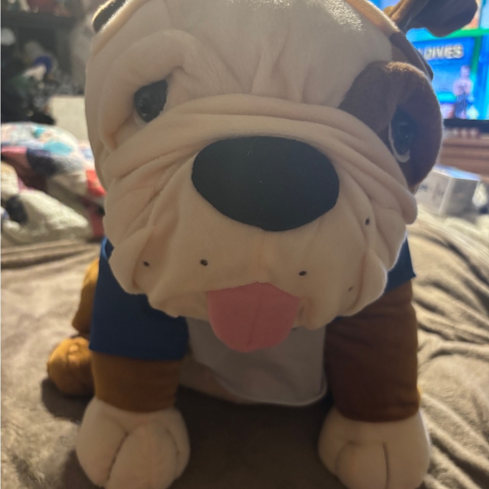 Dave and Busters Plush Bulldog Dog Toy - Brown and White 20”